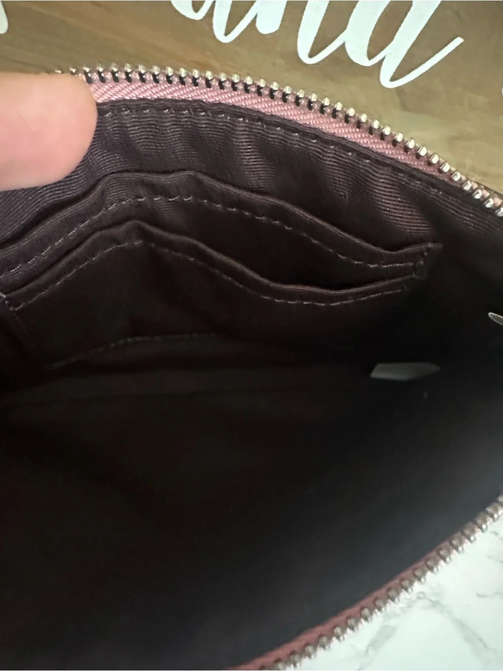 Coach  Zip Wristlet-Metallic Dark Blush